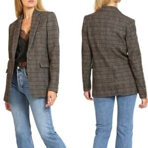 IRO Houli Plaid Tweed Blazer Jacket Brown FR 36 US 4 Oversized Wool Check